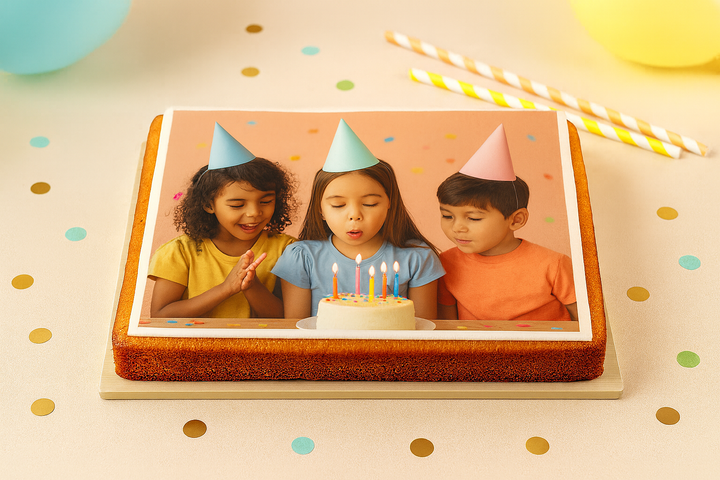 Tårtlock med foto, rektangulärt