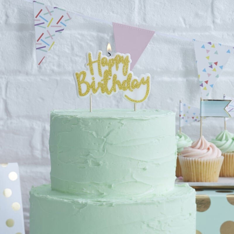 TÄrtljus, Happy Birthday Guld
