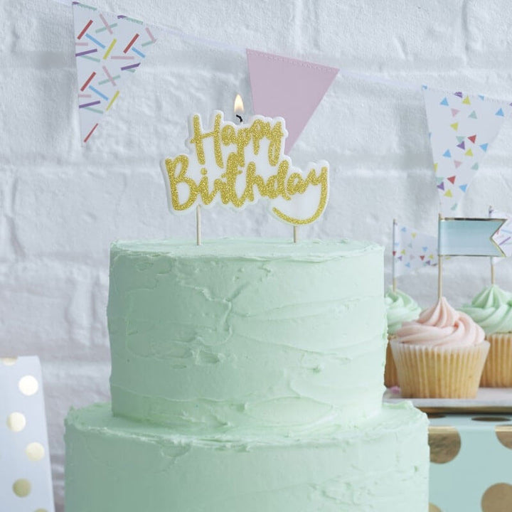 TÄrtljus, Happy Birthday Guld