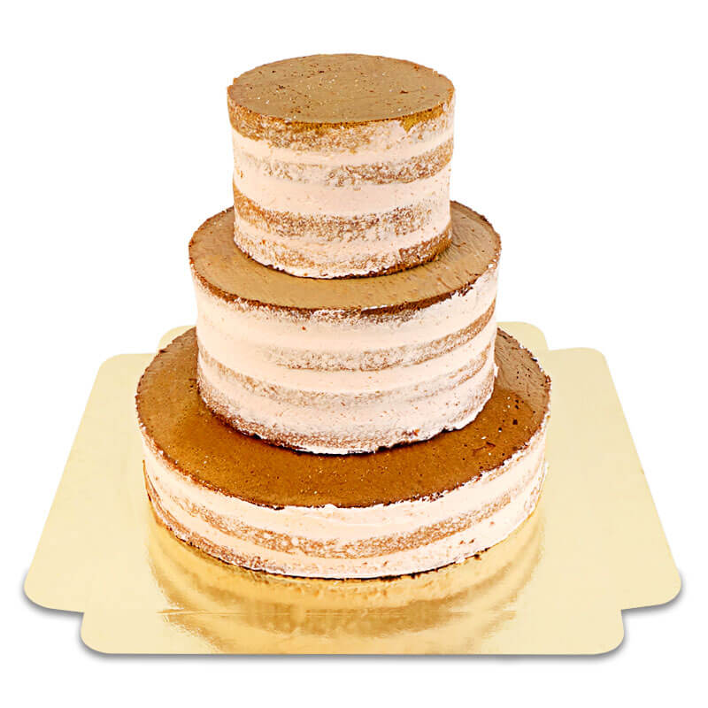 Naked Cake Persika-Passionsfrukt 3-vÄnings med kexcrunch
