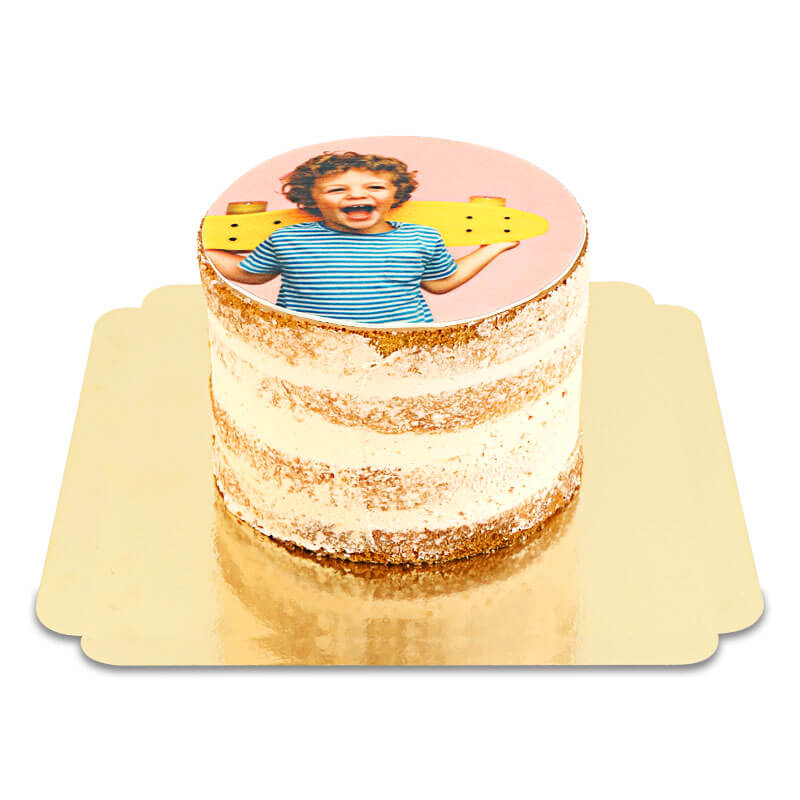 Foto-Naked-Cake Persika-Passionsfrukt med kexcrunch