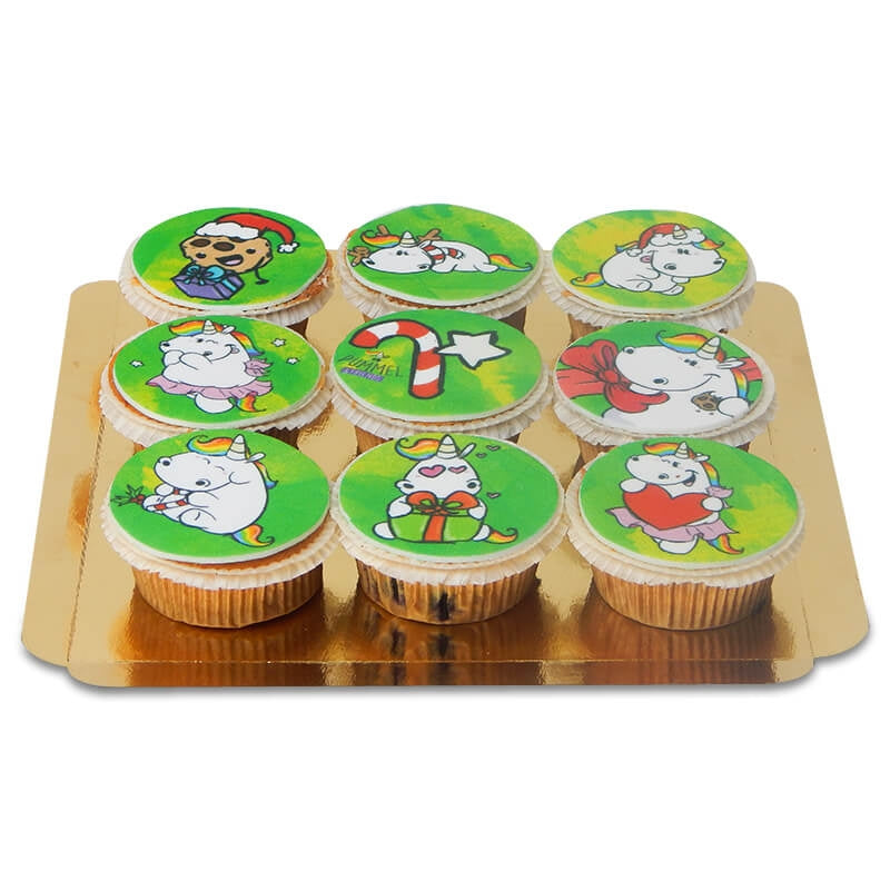 XMAS Chubby Unicorn Cupcakes - 9 st
