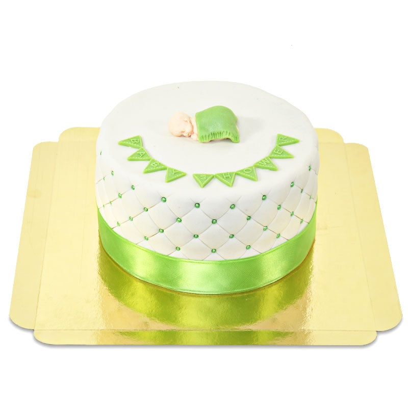 Grön babyshower tårta