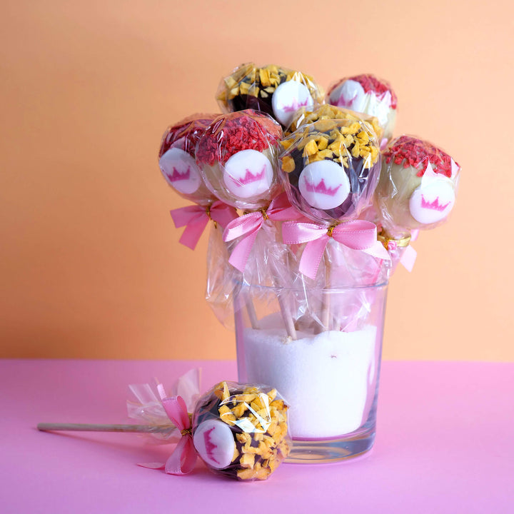 Cake-Pops med Logotyp, Apelsin- & Jordgubbstopping (12 st)