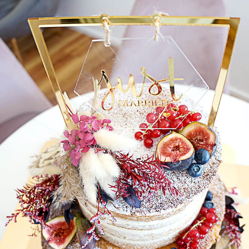 Boho Wedding Vanilj-hallon 2 vån - inkl. Cake topper m.m.