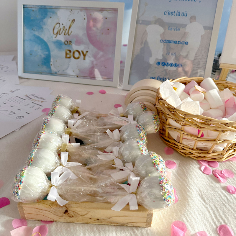 Blåa Gender Reveal Cake-Pops "It's a Boy" (12 st)