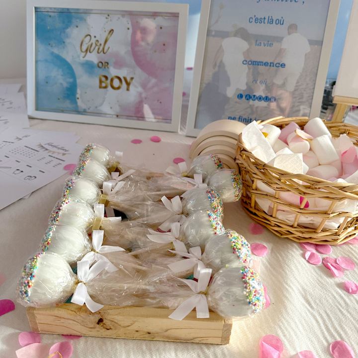 Blåa Gender Reveal Cake-Pops "It's a Boy" (12 st)