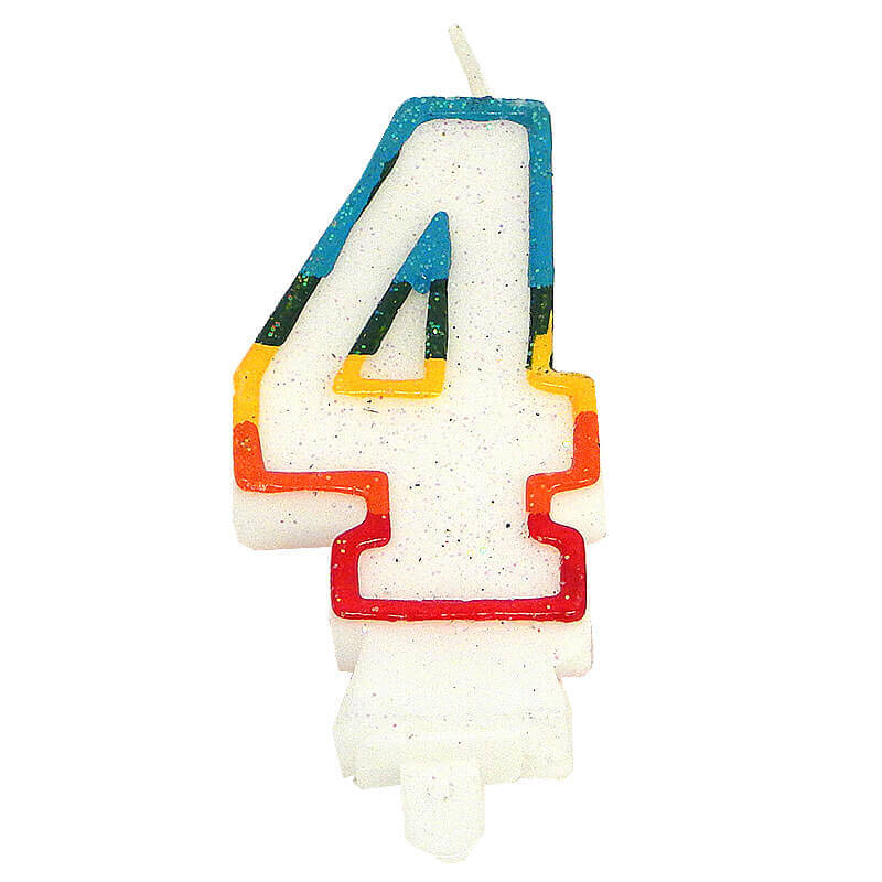Färggrannt sifferljus 4, ca 7,5 cm