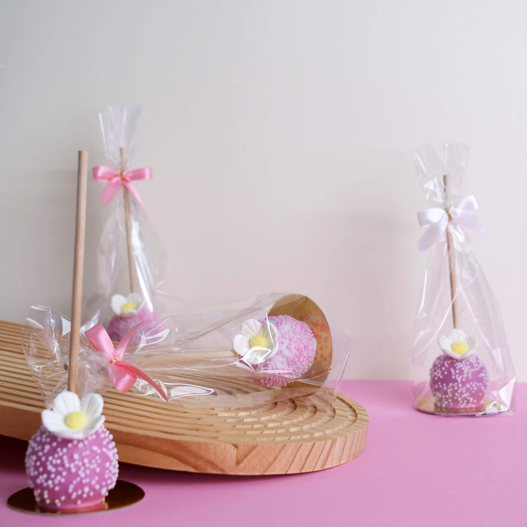 Blomsterförtrollning Cake-Pops Vit & Rosa (10 stycken)