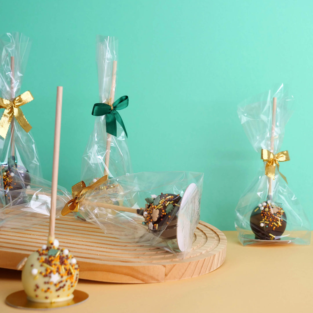 Deluxe Jul-Cake-Pops med guld-grönt strössel (10 st)
