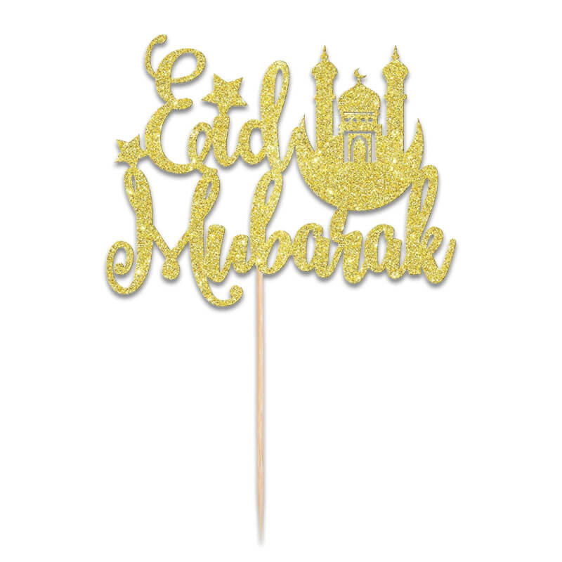 Cake topper Eid Mubarak i guld
