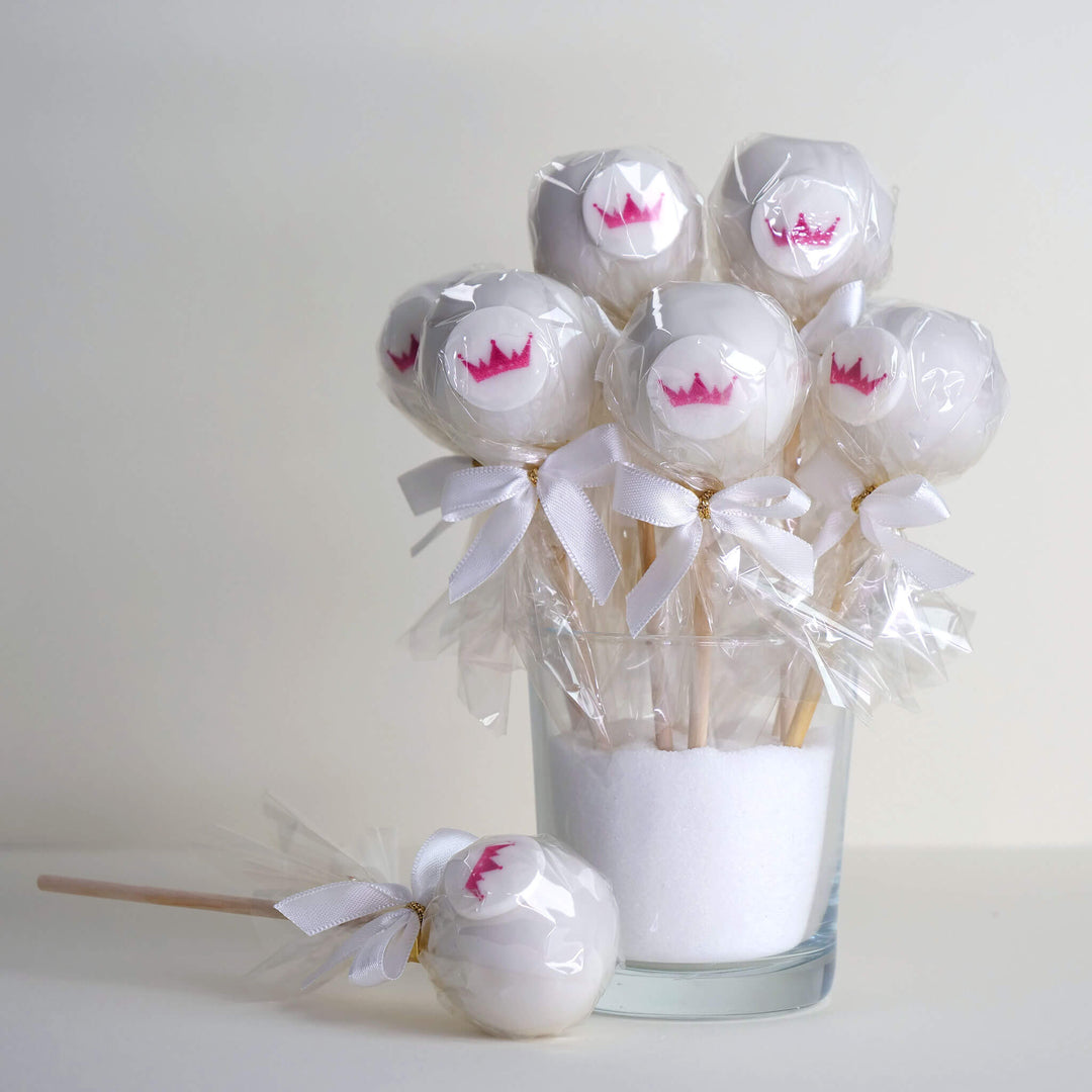 Einfarbige bunte Cake-Pops mit Logo (12 Stück)