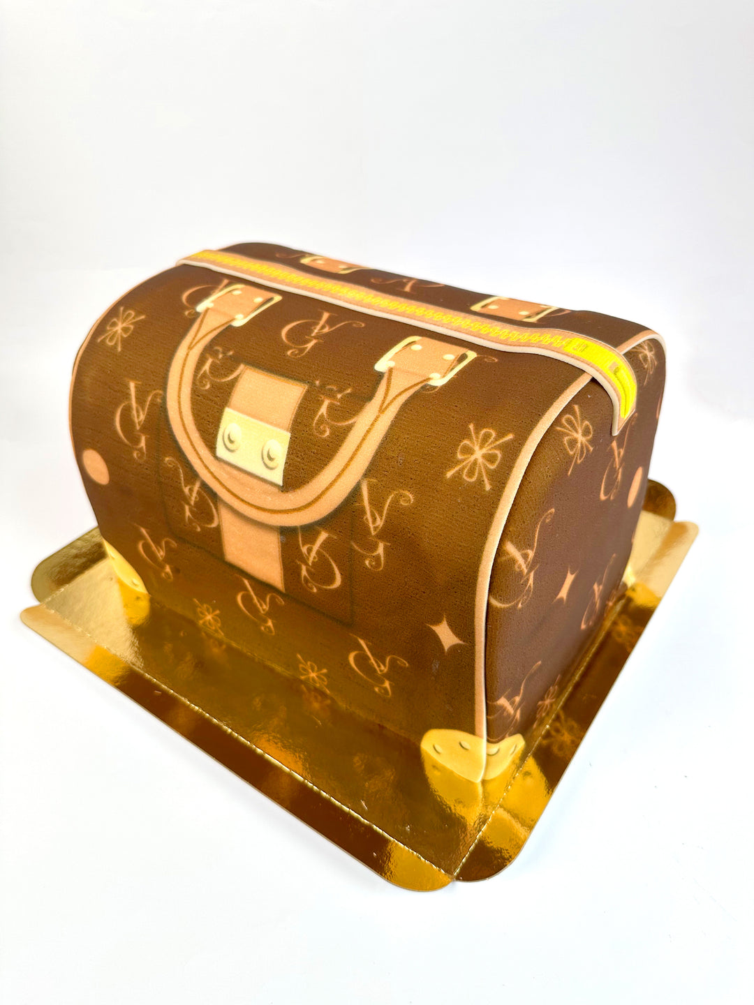 Handväsktårta VG, Brun med beiga detaljer