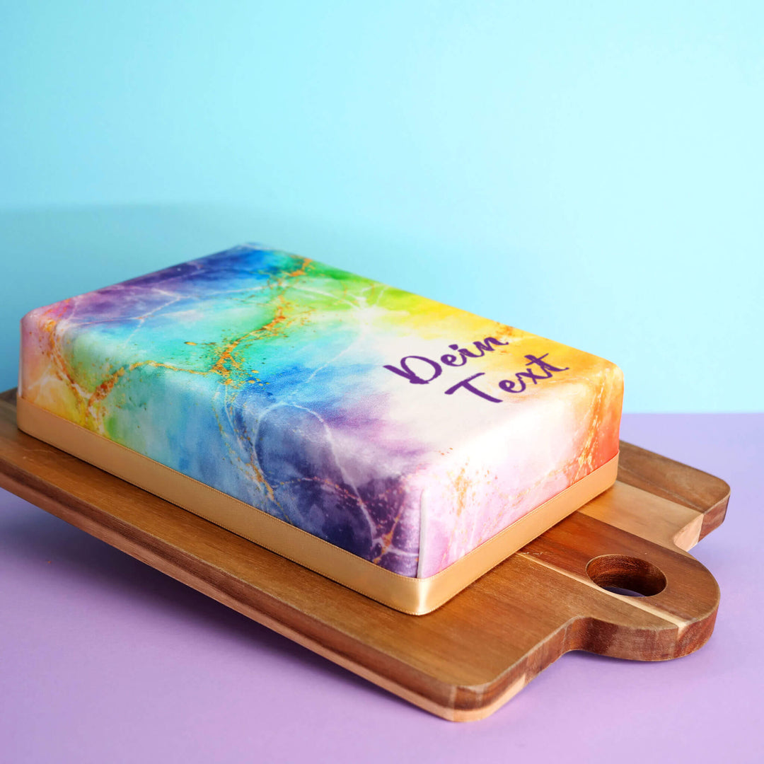 Eckige Regenbogen Marmormuster-Torte