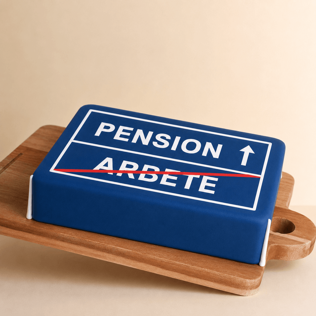 Fyrkantig vägskyltstårta Pension