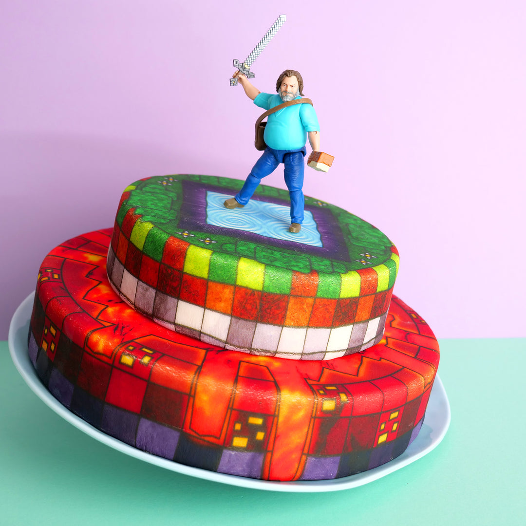 Minecraft®-figur på tvåvånings dimensionsportaltårta