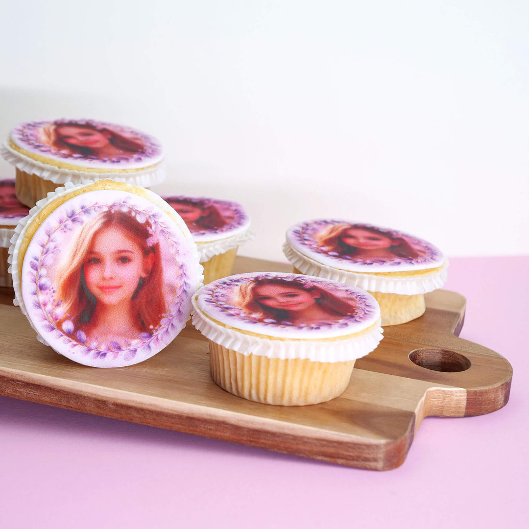 Rosa eukalyptus foto-cupcakes (9 st)