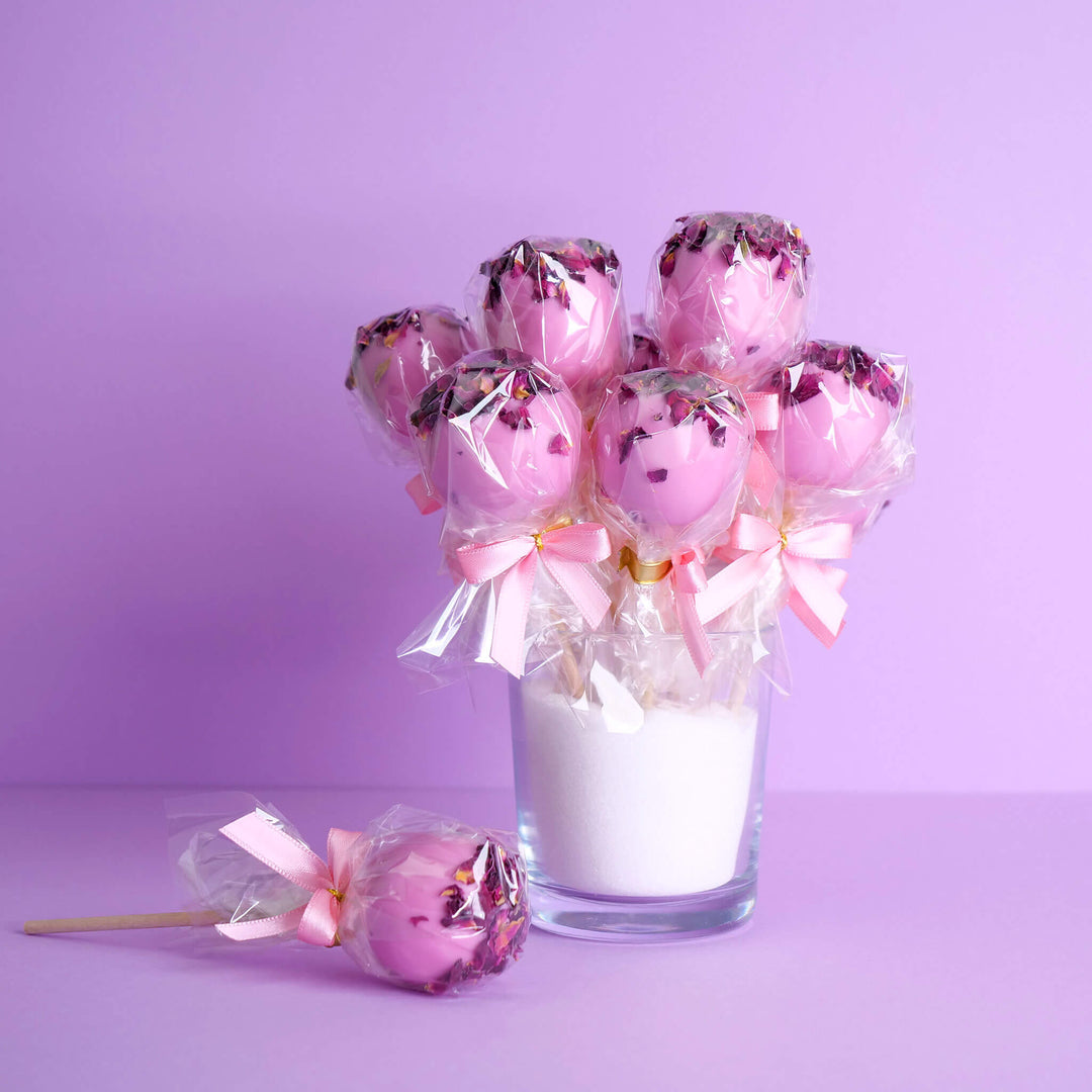Rosa Cake-Pops med Rosdekoration (12 st)