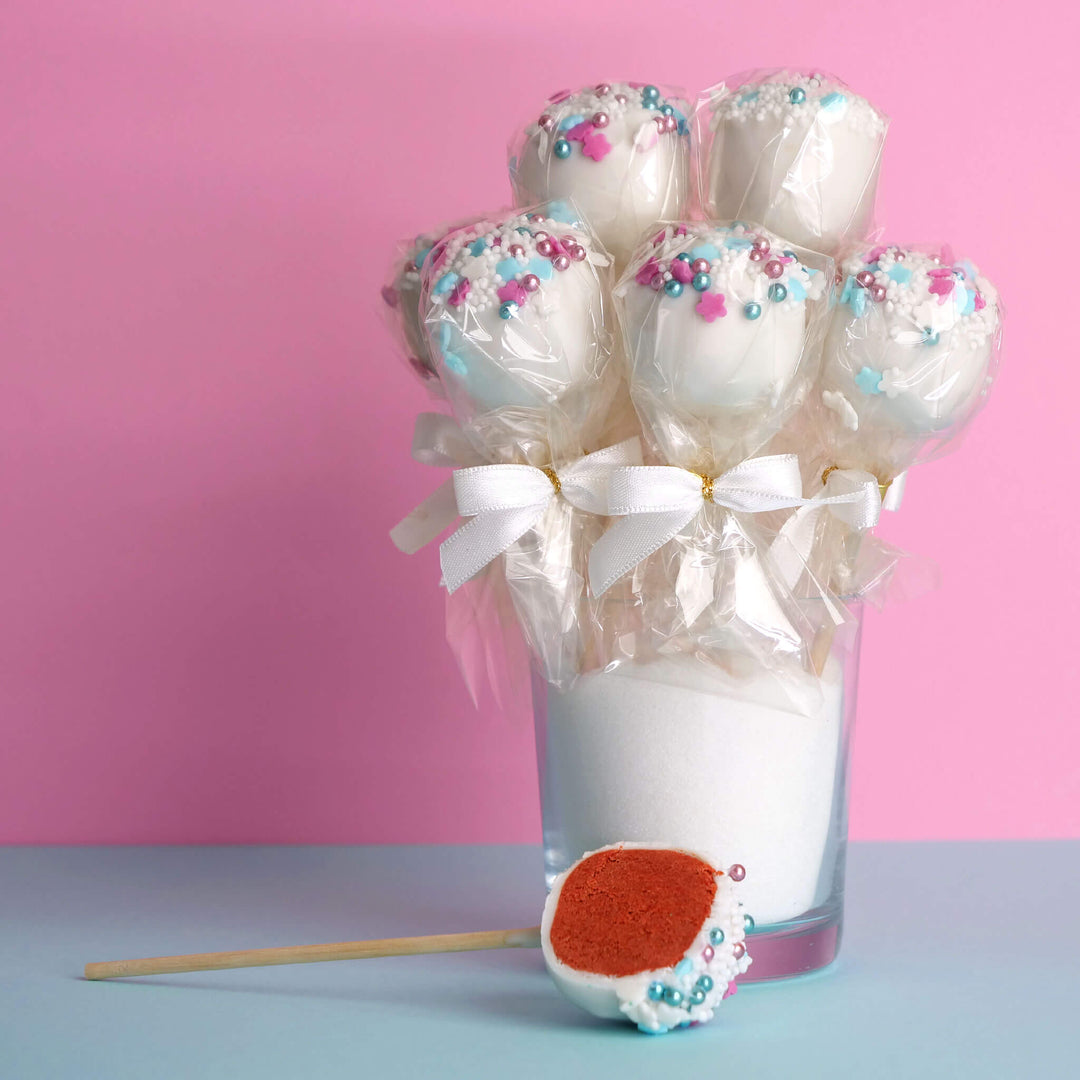 Rote Gender Reveal Cake-Pops "It´s a Girl" (12 Stück)