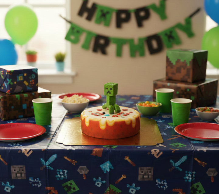 Minecraft®-figur på rund TNT-tårta