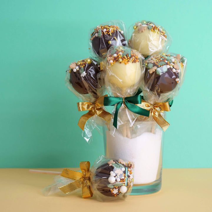 Jul-Cake-Pops med guld-grönt strössel (12 st)
