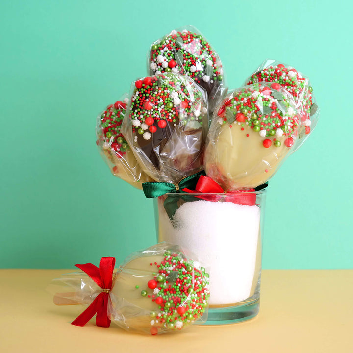 Jul-Cake-Popsicle med röd-gröna strössel (10 stycken)