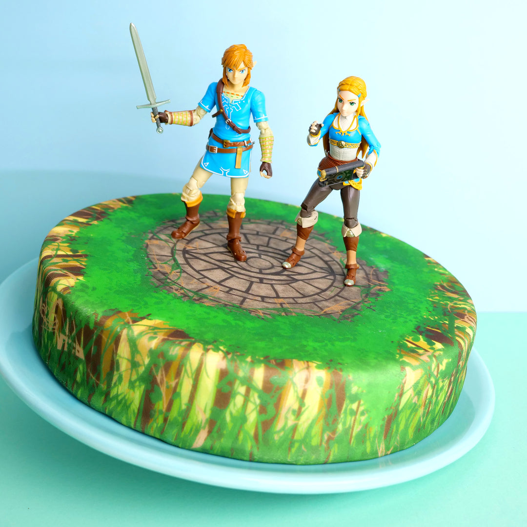 Zelda® & Link® på skogsruinstårta