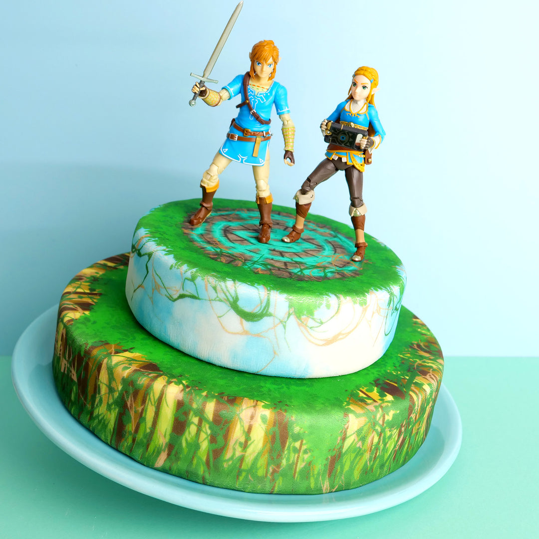 Zelda® & Link® på tvåvånings skogsruinstårta