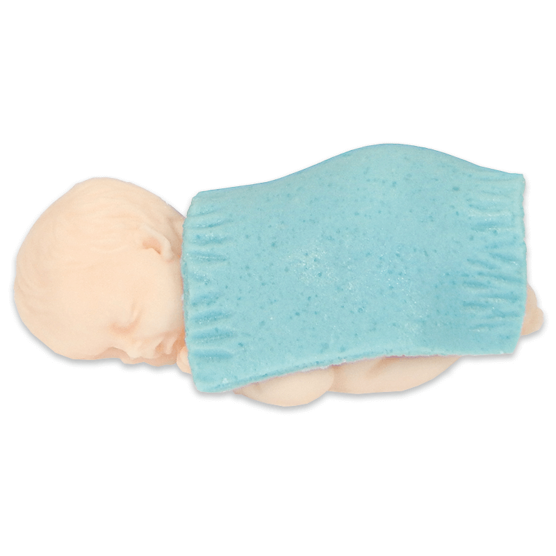 Baby med filt, blå marsipan