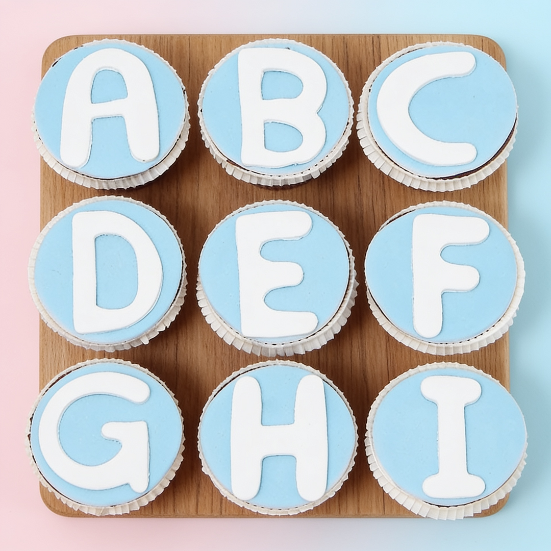 Buchstaben-Cupcakes, 9 Stück