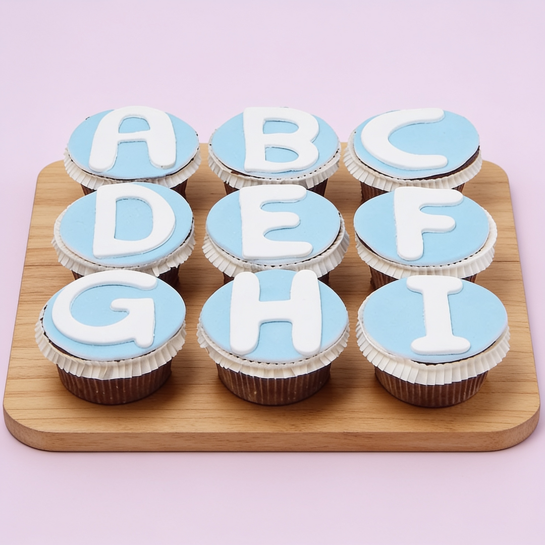 Buchstaben-Cupcakes, 9 Stück