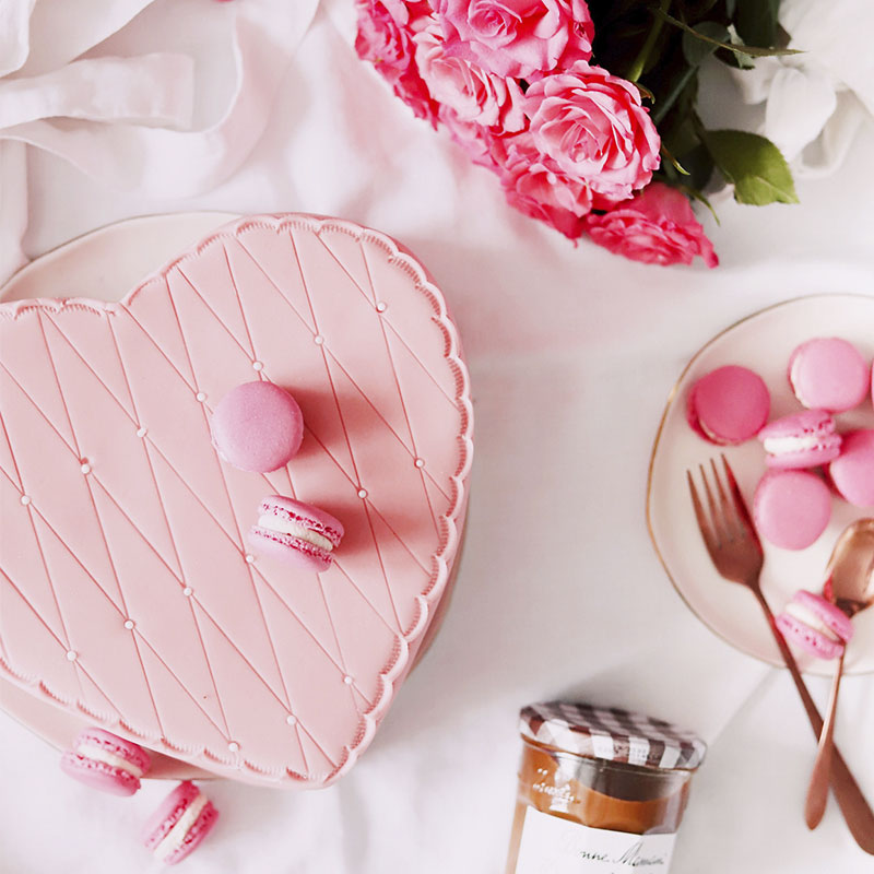 Deluxe Alla Hjärtans-tårta, rosa - dubbel höjd
