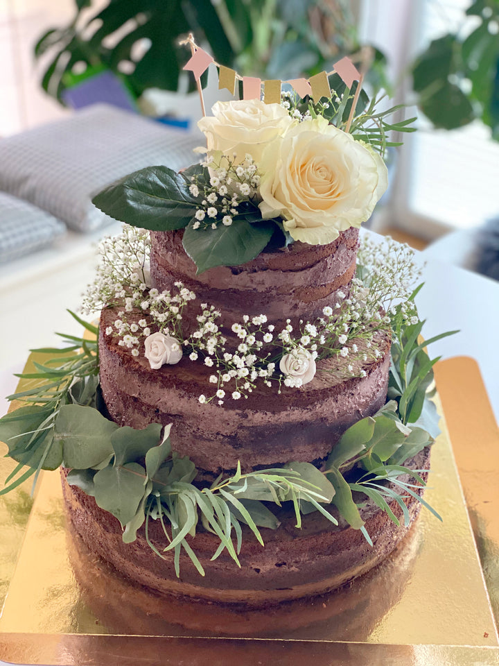 Naked cake choklad, Bröllopstårta