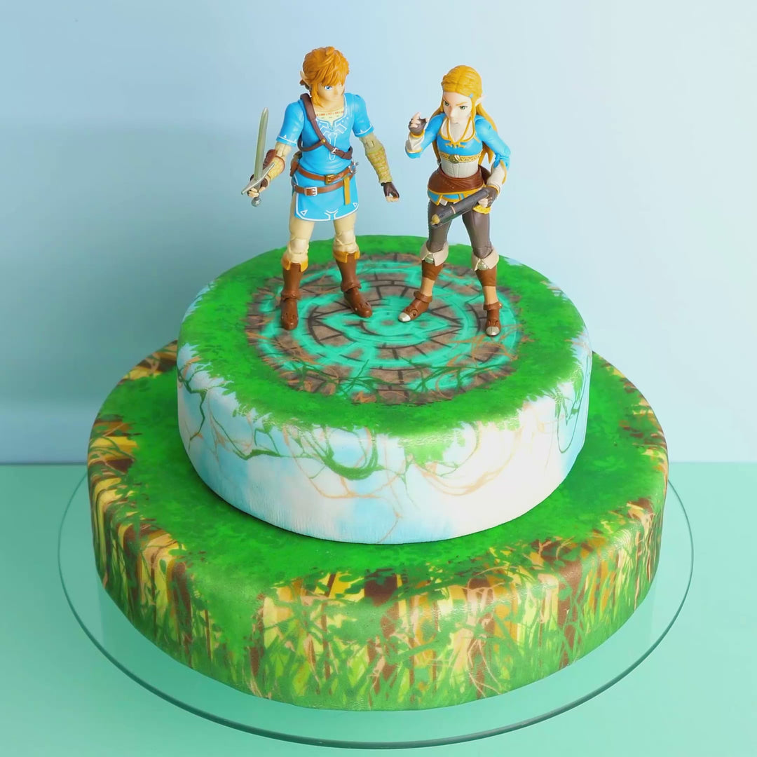 Zelda® & Link® på tvåvånings skogsruinstårta