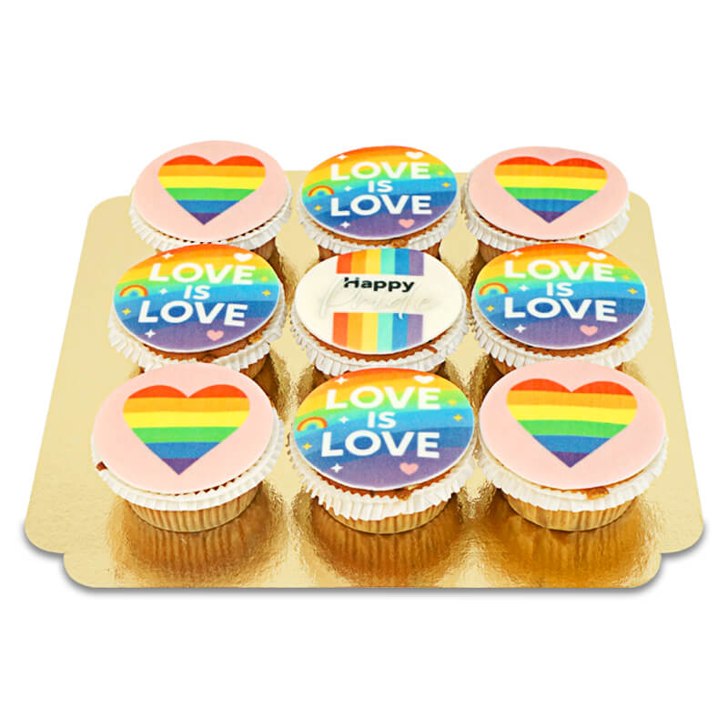 Glada Pride-cupcakes (9 stycken)