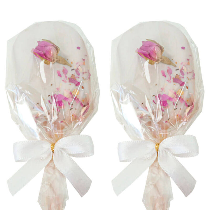 Vita Cake-Popsicles med Rosdekoration (10 st)