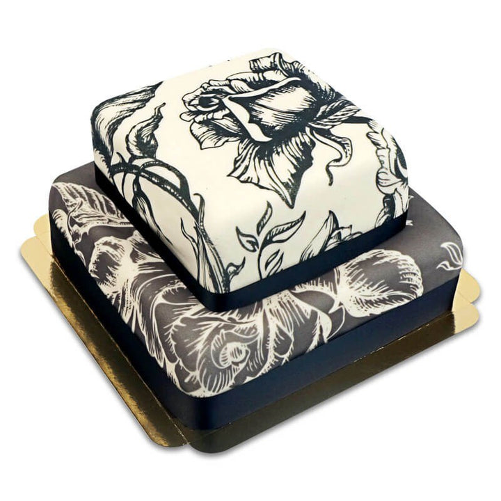 Vintage Black & White Bröllopstårta 