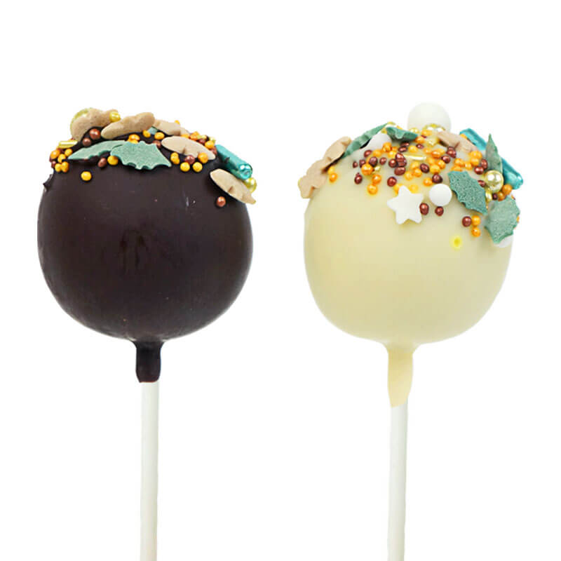 Jul-Cake-Pops med guld-grönt strössel (12 st)