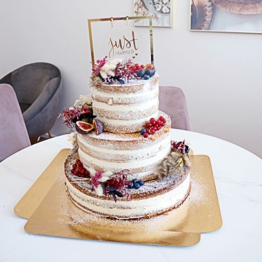 Boho Wedding Vanilj-hallon 3 vån - inkl. Cake topper m.m.