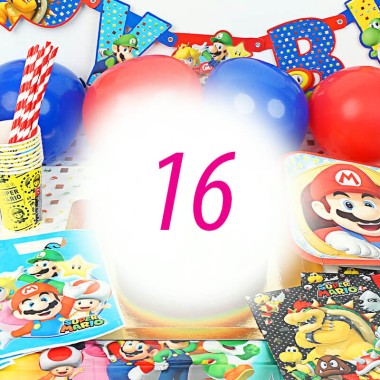 Super Mario® Partyset för 16 personer - utan tårta