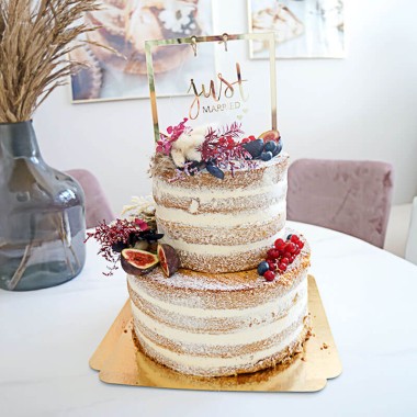Boho Wedding Vanilj-hallon 2 vån - inkl. Cake topper m.m.